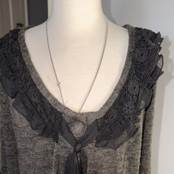 A'Reve Gray and Black Lace Midi Dress - Picture 2 of 9